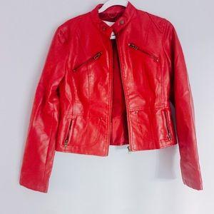 Red leather jacket